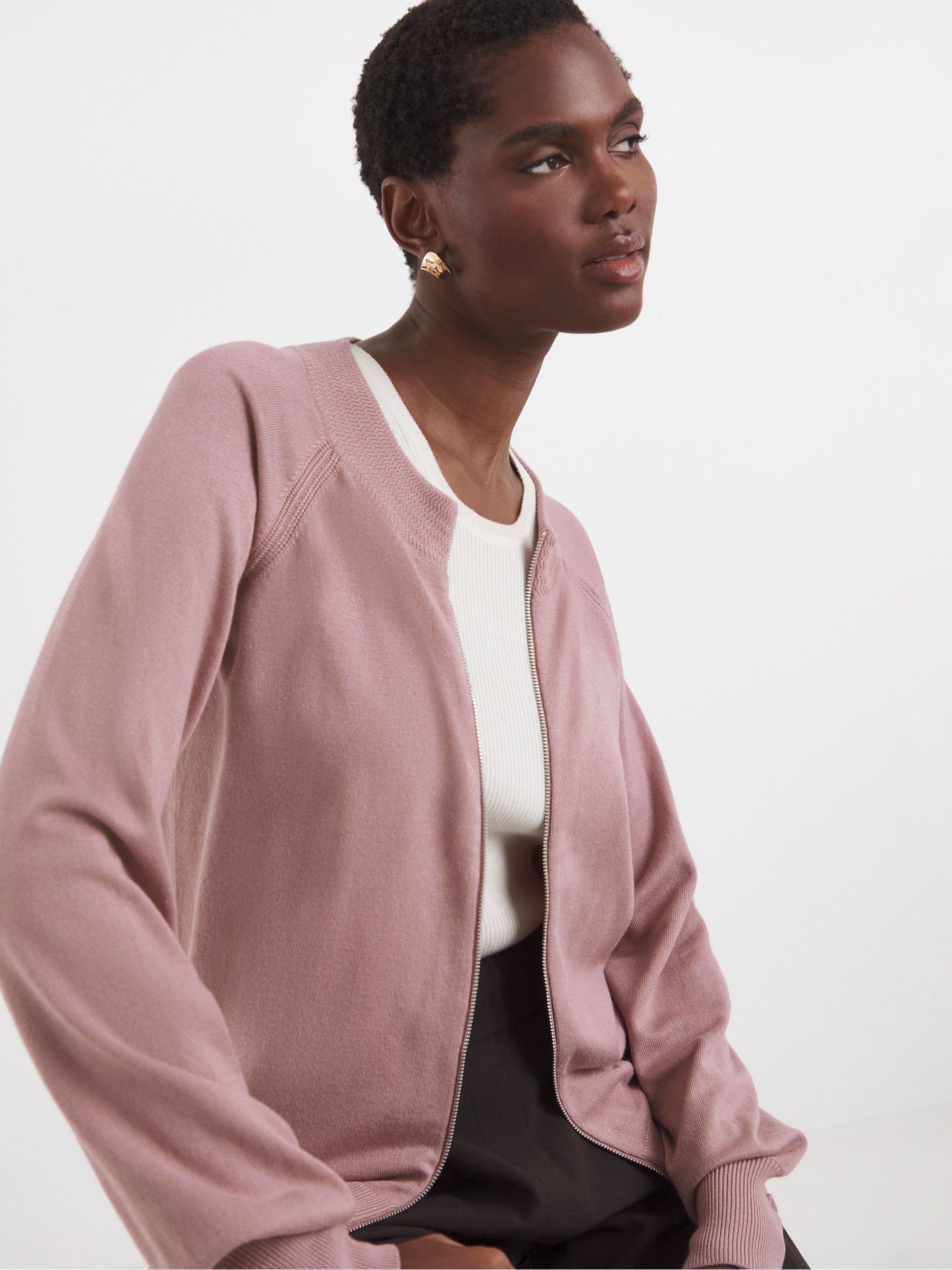 【NKNIT】knit blouson Buy JD Williams Pink Lightweight Knitted Bomber Jacket from the