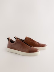 Tan Brown Elastic Lace Smart Trainers - Image 3 of 7
