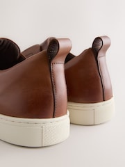 Tan Brown Elastic Lace Smart Trainers - Image 6 of 7