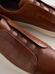Tan Brown Elastic Lace Smart Trainers - Image 7 of 7