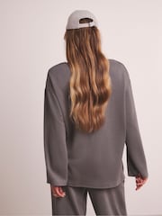 JD Williams Grey Anthology Premium V-Neck Seam Detail Modal Sweatshirt - Image 2 of 6