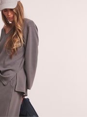 JD Williams Grey Anthology Premium V-Neck Seam Detail Modal Sweatshirt - Image 5 of 6