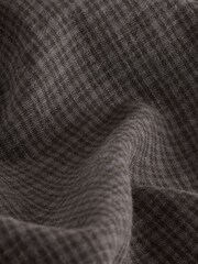 بني - EDIT Baggy Fit Linen Rich Checkered Trousers With Elasticated Waist - Image 10 of 10