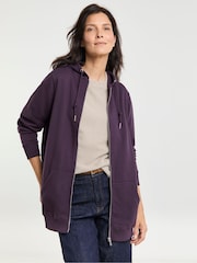 JD Williams Purple Longline Zip Up Hoodie - Image 1 of 4