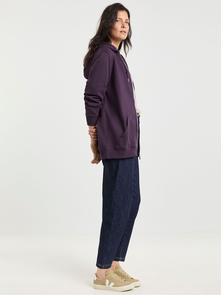 JD Williams Purple Longline Zip Up Hoodie - Image 4 of 4