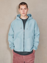 Blue Canvas Hooded Zip Through Jacket - Image 1 of 18