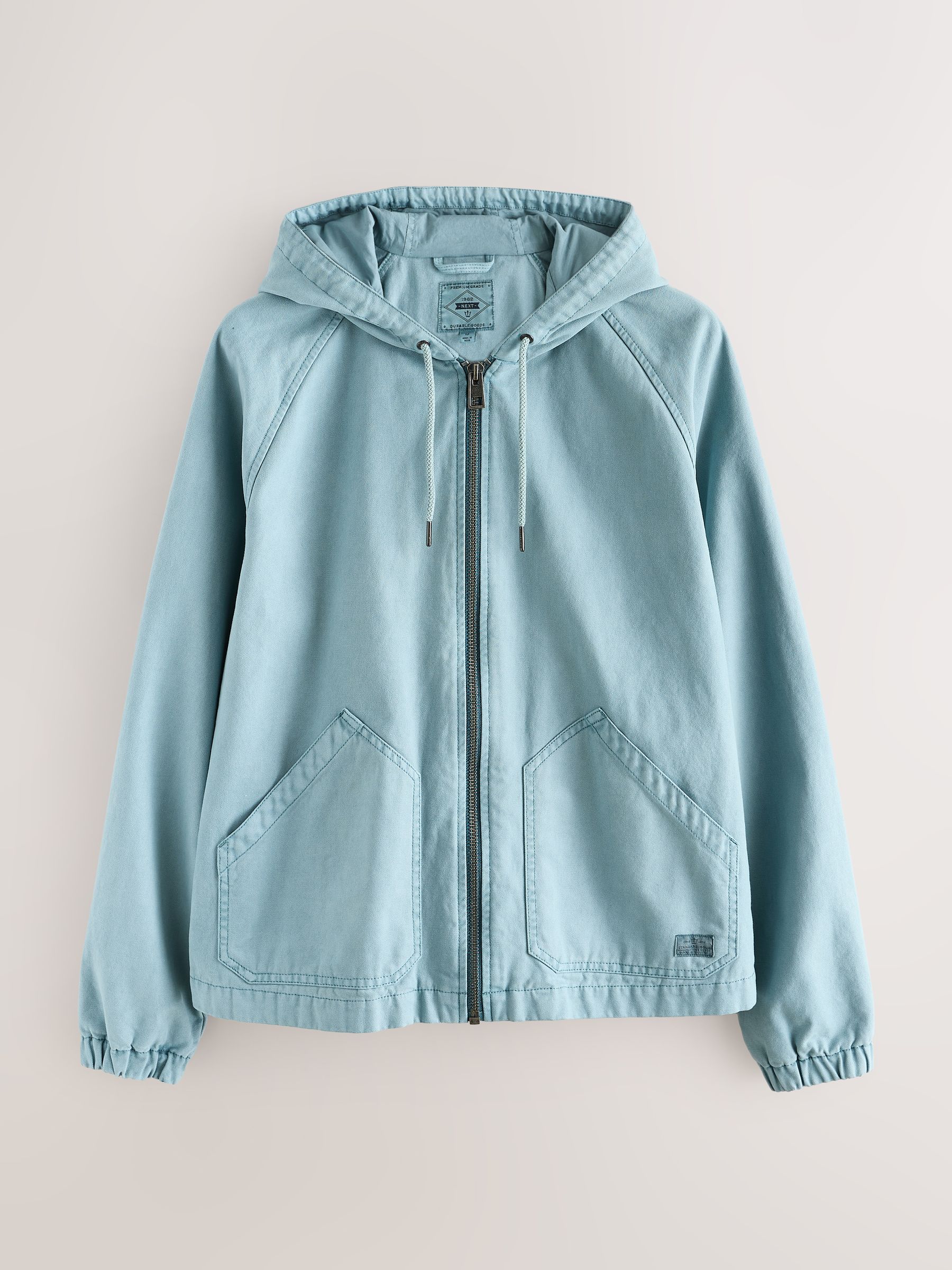 Buy Blue Canvas Hooded Zip Through Jacket from Next USA