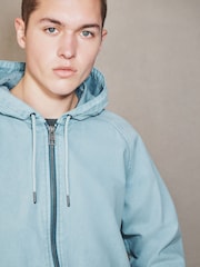 Blue Canvas Hooded Zip Through Jacket - Image 4 of 18