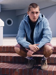 Blue Canvas Hooded Zip Through Jacket - Image 8 of 18