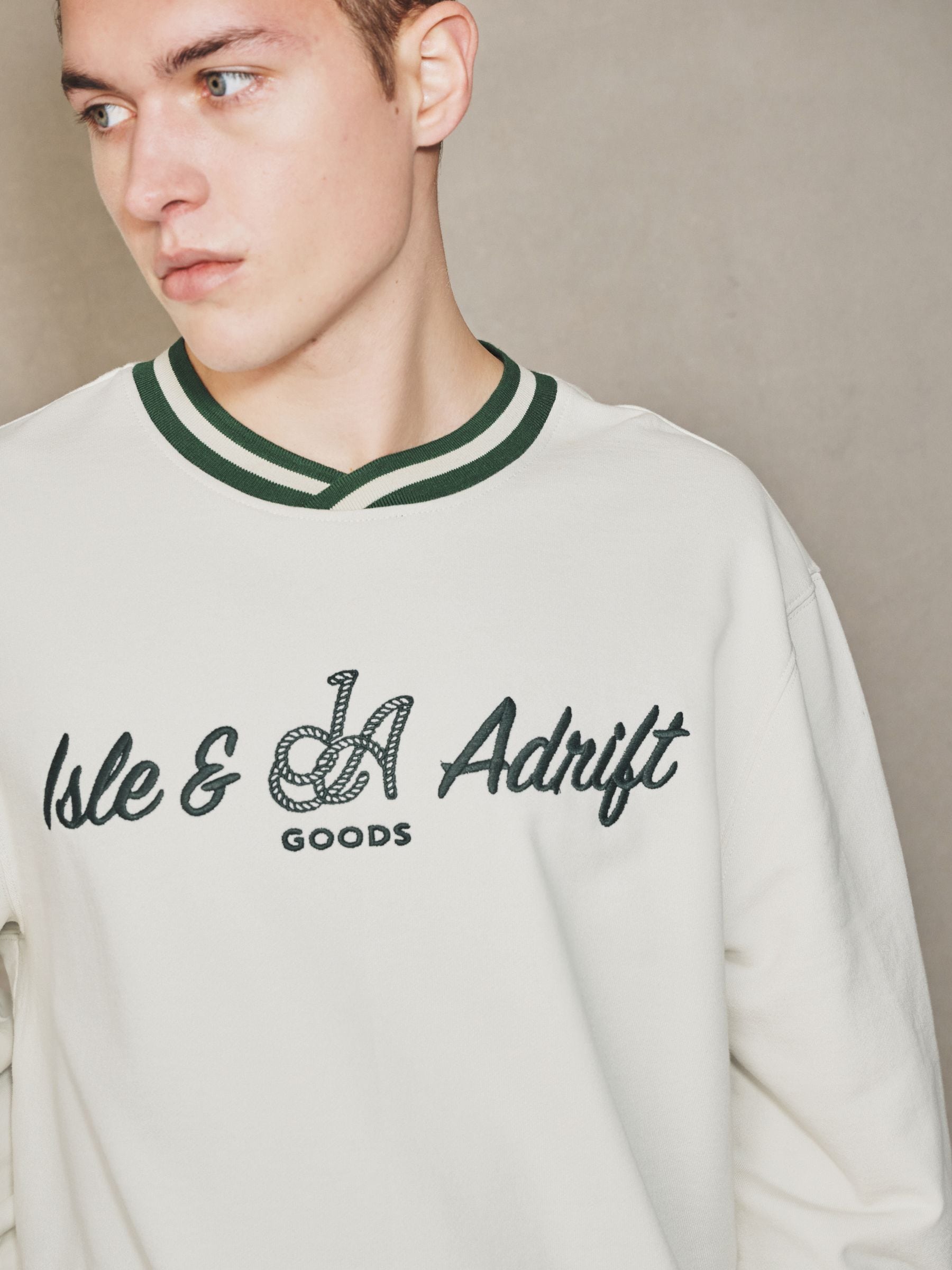 Buy Ecru White EDIT Retro Graphic Crew Sweatshirt from Next Oman