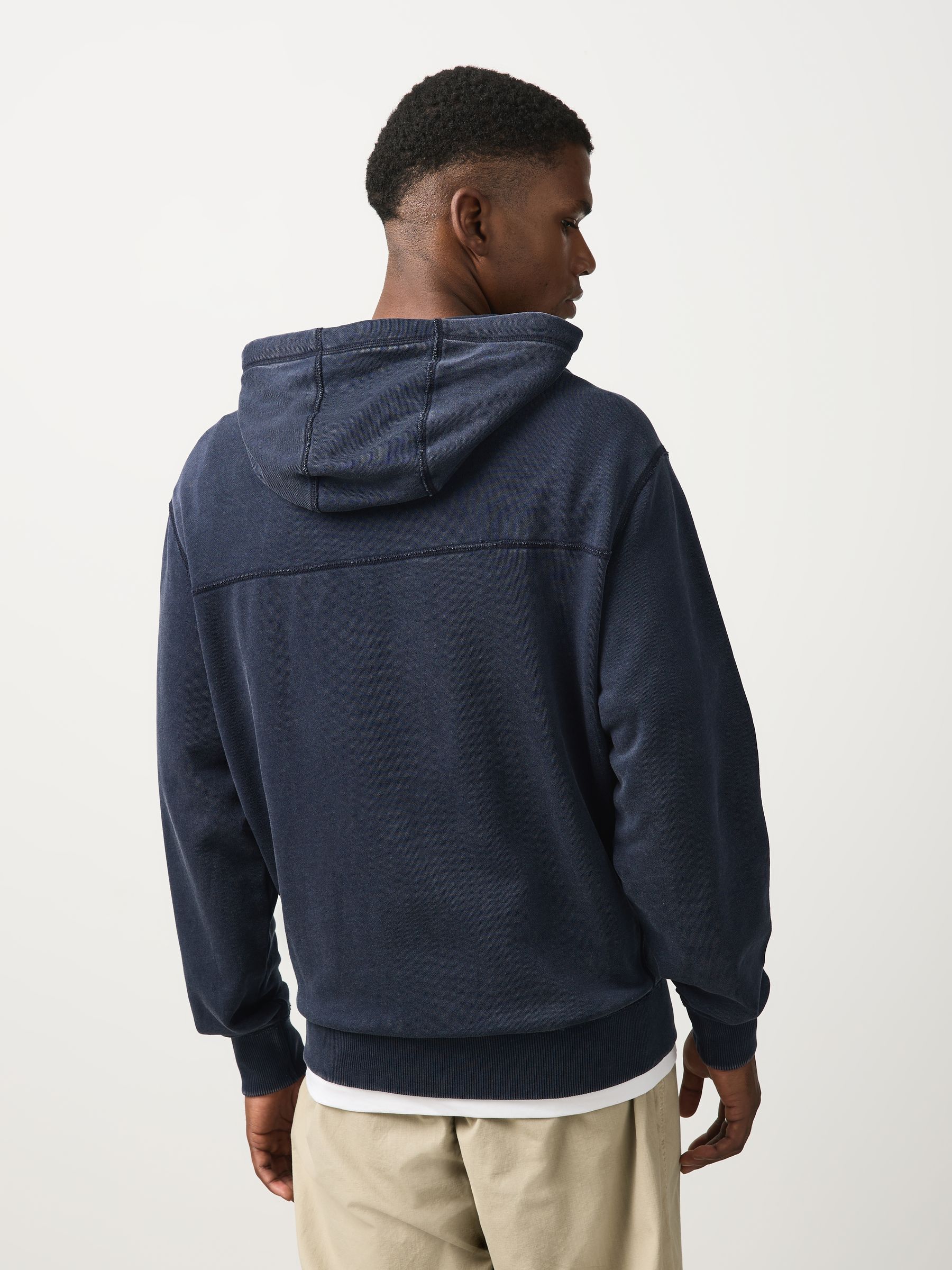 Buy Navy Blue EDIT Heavyweight Jersey Hoodie with Raw Seam Detail