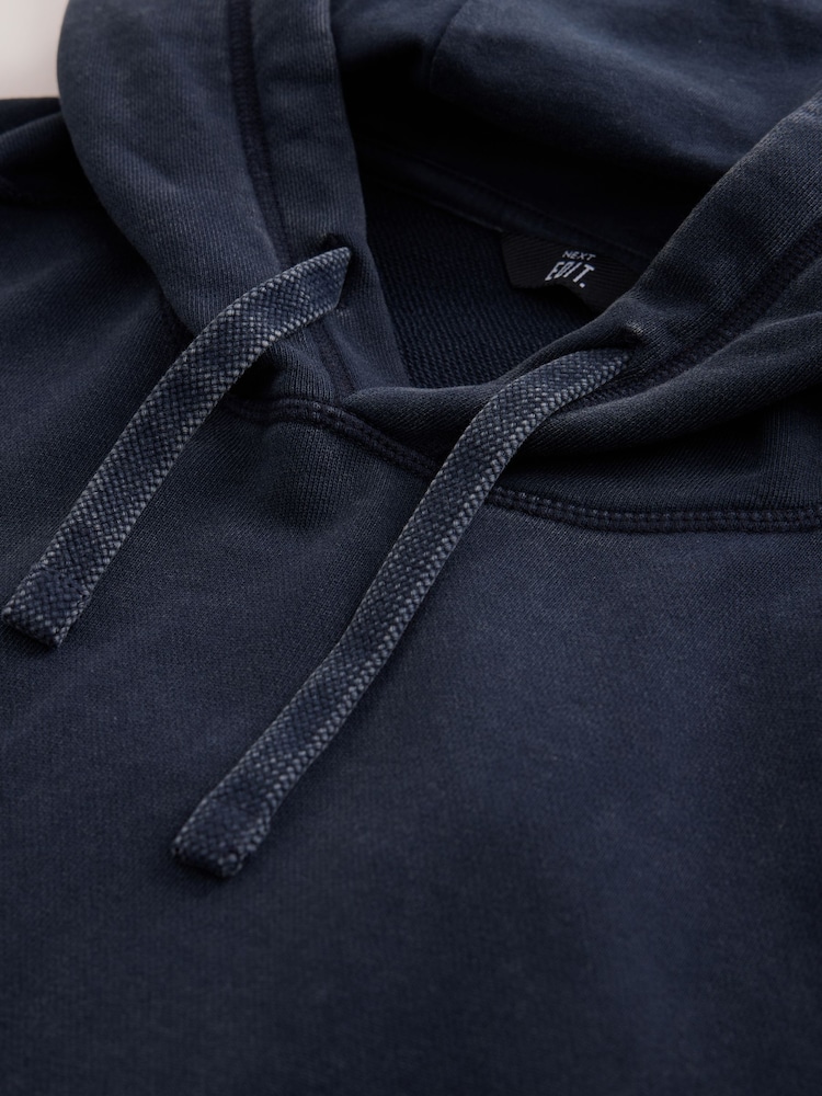 Navy Blue EDIT Heavyweight Jersey Hoodie with Raw Seam Detail - Image 3 of 3