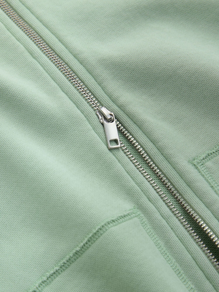 Sage Green EDIT Heavyweight Jersey Hoodie with Raw Seam Detail - Image 8 of 8