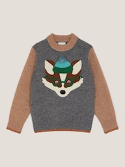 Monsoon Grey Fox Colourblock Knit Jumper - Image 1 of 3