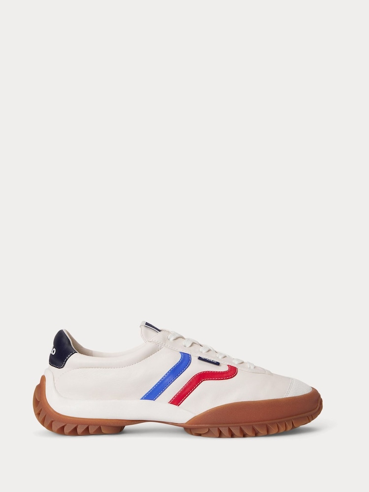 Polo Ralph Lauren White Chunky Nappa Leather Ballerina Style Trainers - Image 1 of 5