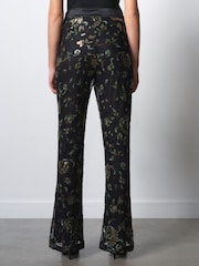 French Connection Black Roshene Sequin Flare Trousers - Image 2 of 6