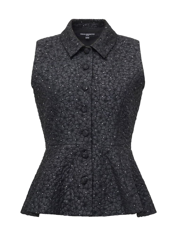 French Connection Black Yelena Jacquard Waistcoat - Image 6 of 6 French Connection Black Yelena Jacquard Waistcoat - Image 6 of 6