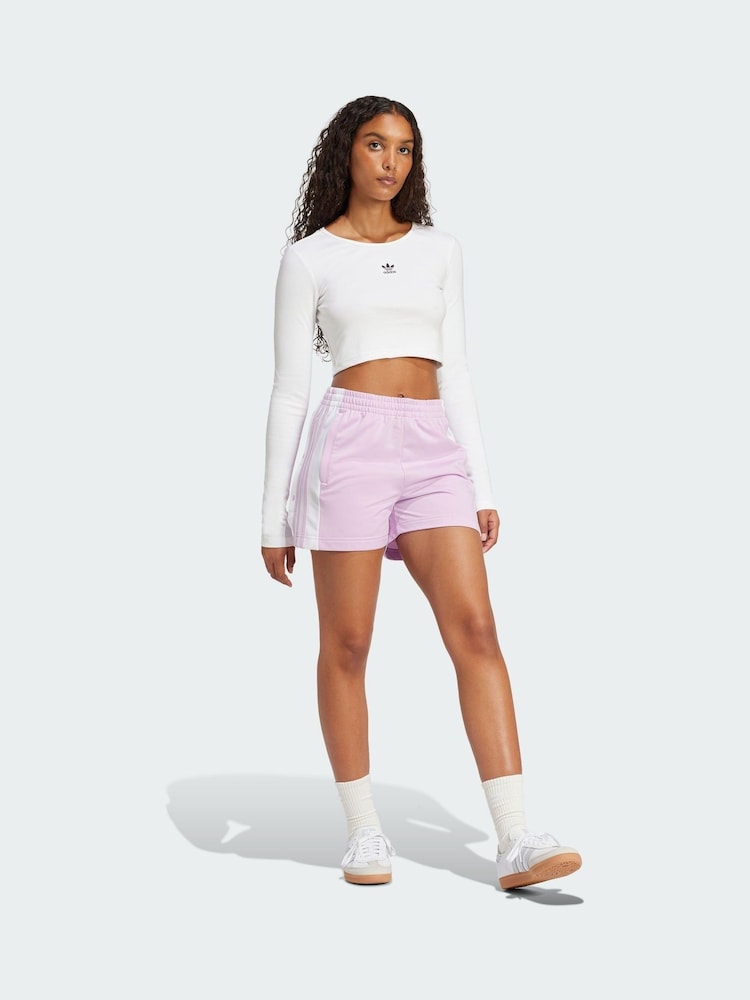 adidas Originals White Essentials Ribbed Crop Long Sleeve Long-Sleeve Top - Image 1 of 5 adidas Originals White Essentials Ribbed Crop Long Sleeve Long-Sleeve Top - Image 1 of 5