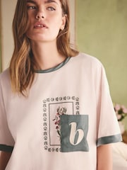 B by Ted Baker Cream/Green Cotton Viscose Pyjama Shorts Set - Image 4 of 6