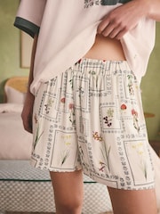 B by Ted Baker Cream/Green Cotton Viscose Pyjama Shorts Set - Image 5 of 6
