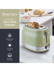 Swan Green 930W Retro 2 Slice Toaster - Image 2 of 8