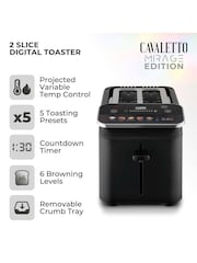 Tower Black 925W Cavaletto Mirage 2 Slice Toaster - Image 2 of 7