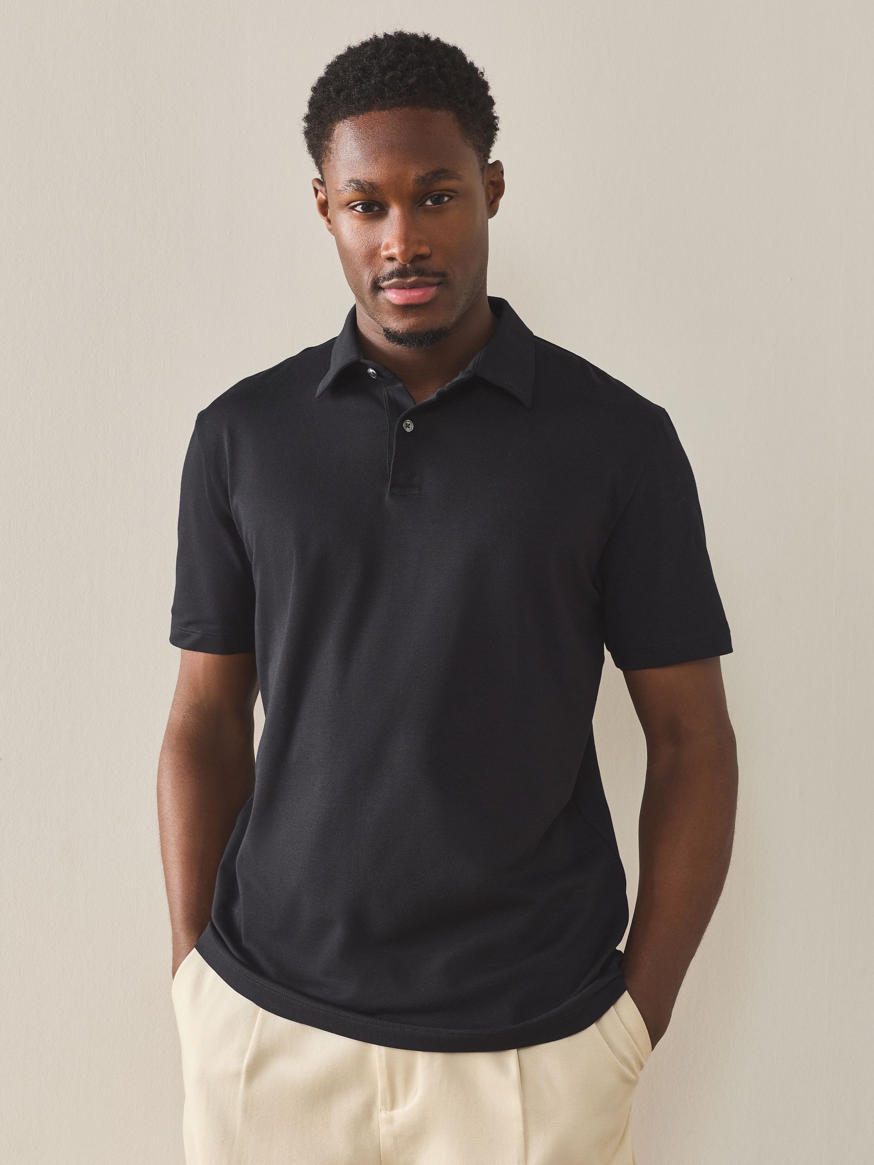 Buy Black Plain Motionflex Short Sleeve Jersey Polo Shirts 3 Pack