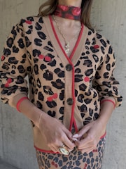 Never Fully Dressed Brown Cherry Leopard Cardigan - Image 3 of 6