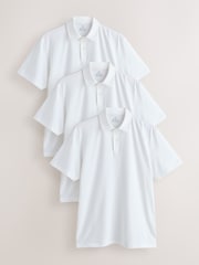 白色 - 素色 - 短袖平織Polo衫3件裝 - 圖片 1/5