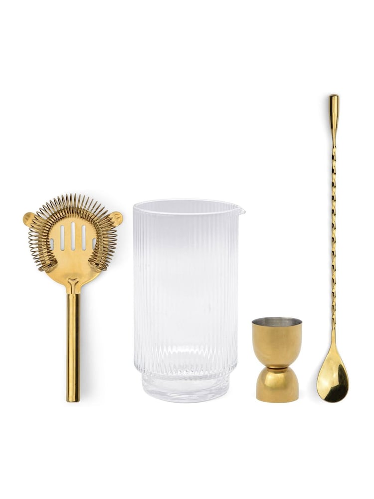 Here''s How Silver The Renley Bar Tool Set  Jigger Strainer Spoon Beaker - Image 1 of 6