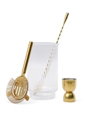 Here''s How Silver The Renley Bar Tool Set  Jigger Strainer Spoon Beaker - Image 2 of 6