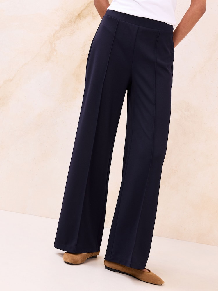 Lipsy Navy Blue High Waist Wide Leg Trousers - Image 1 of 4