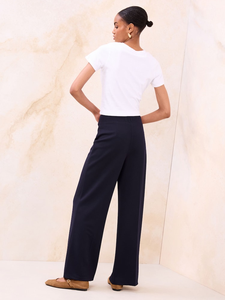 Lipsy Navy Blue High Waist Wide Leg Trousers - Image 4 of 4