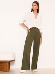 Lipsy Khaki Green High Waist Wide Leg Trousers - Image 1 of 4
