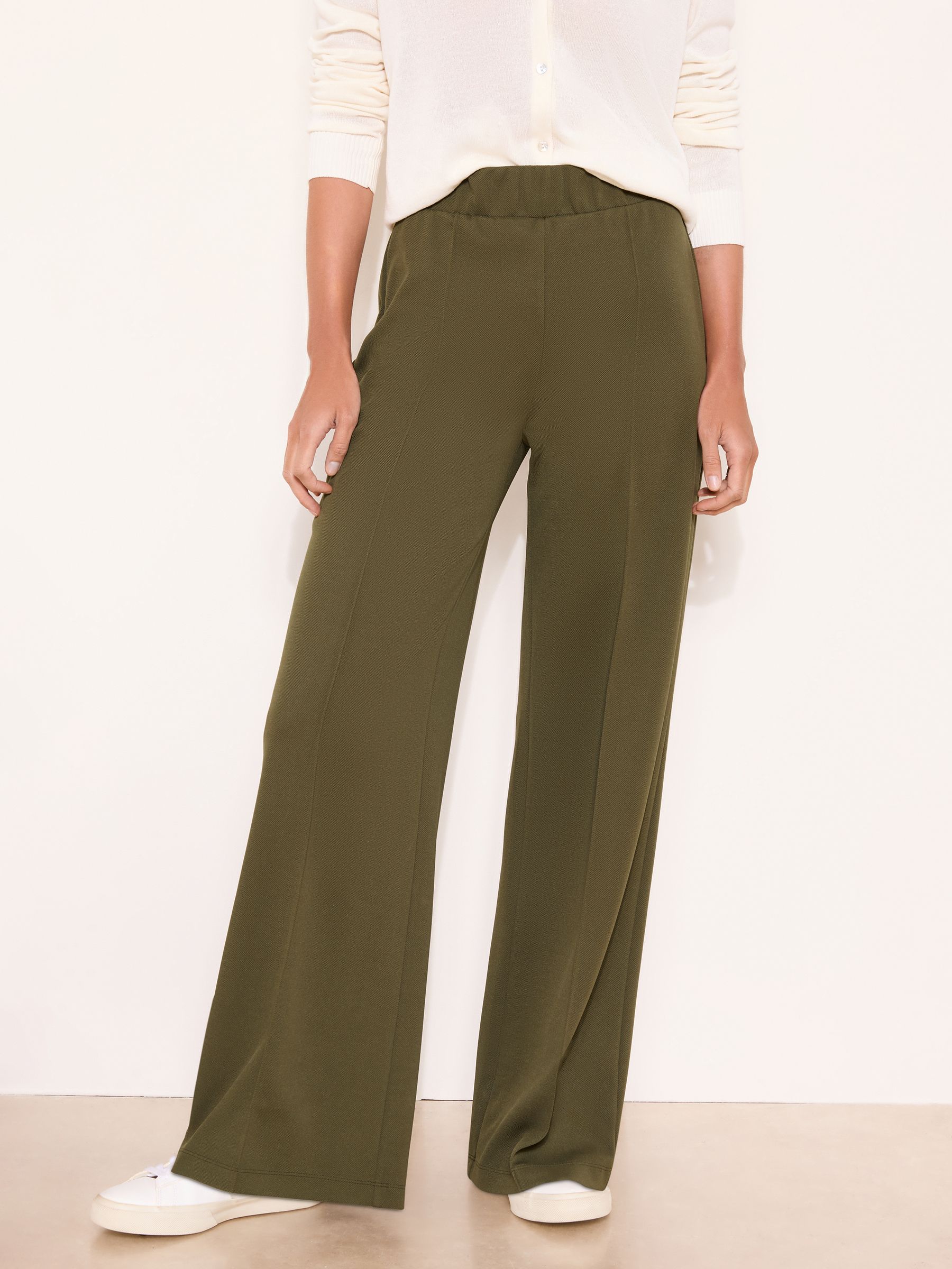 Buy Lipsy Khaki Green High Waist Wide Leg Trousers from the Next