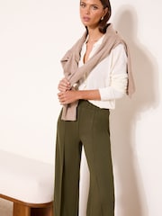 Lipsy Khaki Green High Waist Wide Leg Trousers - Image 3 of 4