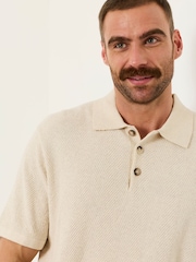 FatFace Portloe Natural Knitted Polo Shirt - Image 4 of 6