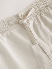 Ecru Relaxed Fit Linen Cotton Blend Trousers With Elasticated Waist - Image 10 of 11