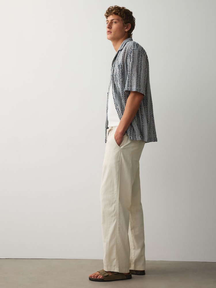 Hellgrau - Hosen aus Leinen-Baumwoll-Blend mit elastischem Bund - Bild 6 von 6