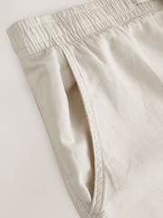 Ecru Relaxed Fit Linen Cotton Blend Trousers With Elasticated Waist - Image 8 of 11