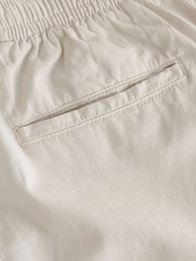 Ecru Relaxed Fit Linen Cotton Blend Trousers With Elasticated Waist - Image 9 of 11