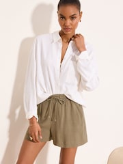 Lipsy Khaki Green Touch of Linen Shorts - Image 1 of 4