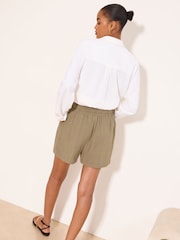 Lipsy Khaki Green Touch of Linen Shorts - Image 3 of 4