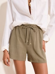 Lipsy Khaki Green Touch of Linen Shorts - Image 4 of 4