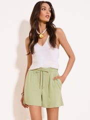 Lipsy Green Touch of Linen Shorts - Image 2 of 4