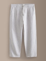 Lichtgrijs - Relaxte pasvorm - Signature 100% linnen geplooide chino broek - Afbeelding 7 van 10