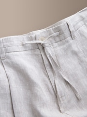 Lichtgrijs - Relaxte pasvorm - Signature 100% linnen geplooide chino broek - Afbeelding 8 van 10
