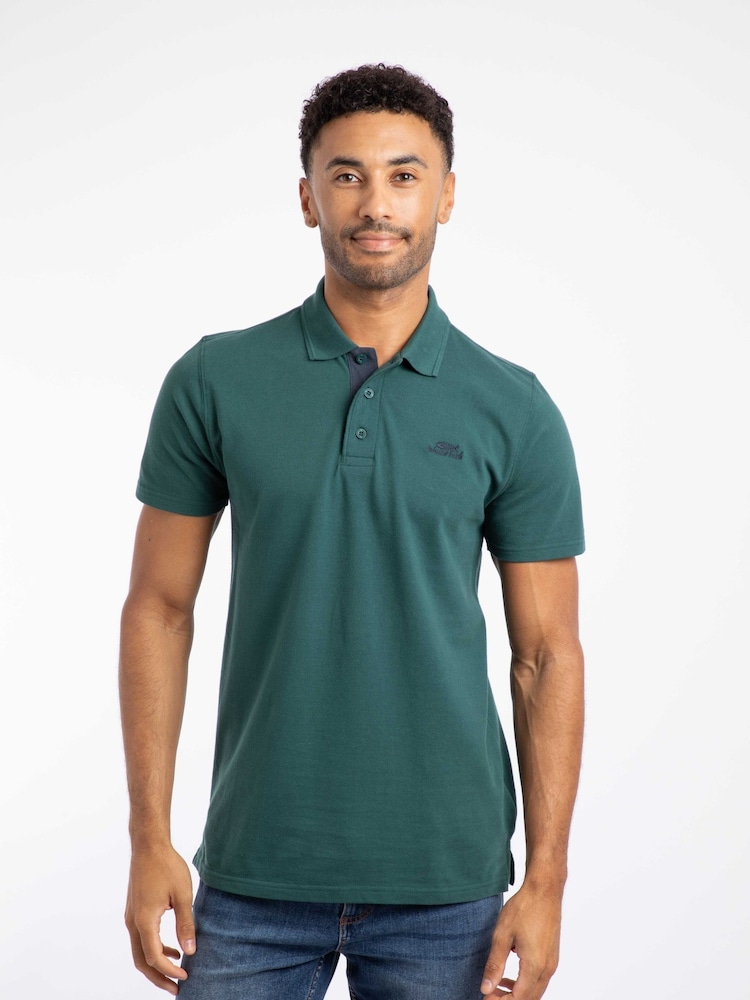 Weird Fish Green Miles Pique Polo Shirt - Image 1 of 6 Weird Fish Green Miles Pique Polo Shirt - Image 1 of 6