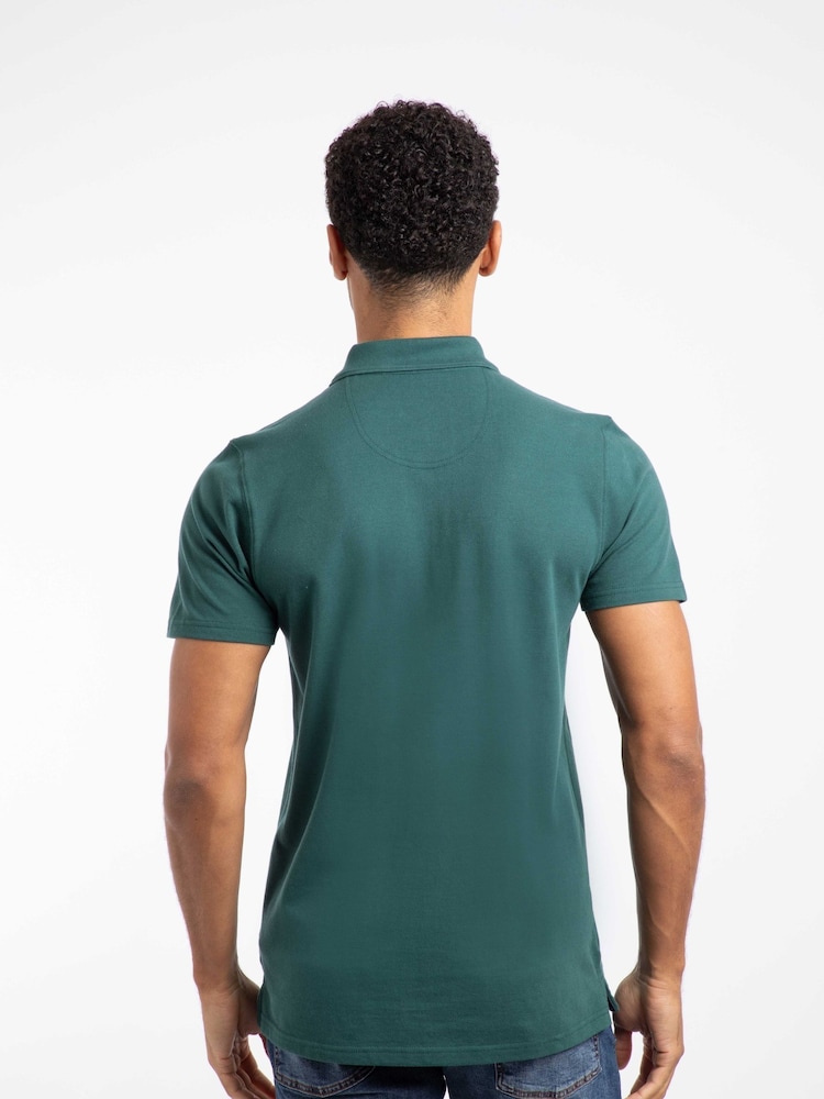 Weird Fish Green Miles Pique Polo Shirt - Image 2 of 6 Weird Fish Green Miles Pique Polo Shirt - Image 2 of 6