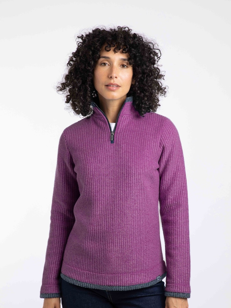 Weird Fish Purple Beye 1/4 Zip Grid Fleece - Image 1 of 7 Weird Fish Purple Beye 1/4 Zip Grid Fleece - Image 1 of 7